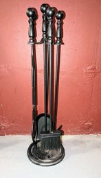 Vintage Iron 5 Piece Coated Black 5 Piece Tool Set With Stand