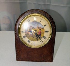 Vintage Roger Lasculles Clocks Of London Leather Desk Clock