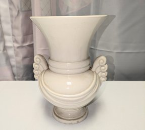 Vintage Abiagdo White Draped Swag Double Handle Vase