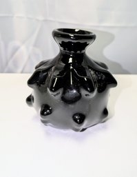 Vintage Black Art Glass Vase (Believed To Be Fenton)