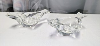 Pair Of Vintage Crystal Glass Dove Trinket/Nut Dishes