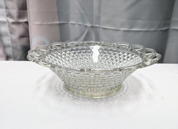 Vintage Imperial Depression Glass Lace Edge Lattice Diamond Pattern & Embossed Design Bowl