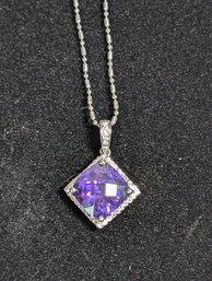 14kt Sapphire Diamond Necklace 16'