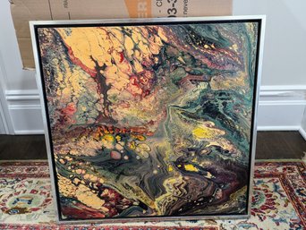 Signed & Framed Original Large MCM R.(Richard) Mann Abstract Acrylic Painting On Panel - 2 Of 2