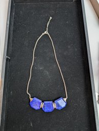 Sterling Lapis Crystal Overlay Necklace