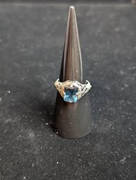 Sterling Aquamarine Ring 6.75 Sz