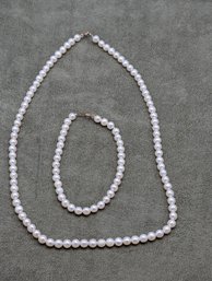 10k Pearl Necklace And Bracelet