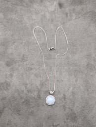 Sterling Necklace With White Jade Pendant