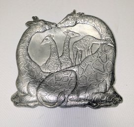 Vintage 1988 King Arthur Court 'kissing Giraffes' Aluminum Serving Tray