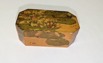 Hand Painted Wood, Velvet Lined Trinket Box