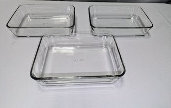 Set Of 3 Glass Pyrex  3 Cup Baking Dishes