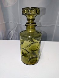 Vintage MCM Green 1960s, Italy,  Art Glass Decanter With Stopper