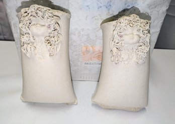 Vintage Pair Of Pottery Sculpted Wall Pockets