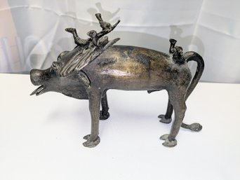 Vintage Very Heavy Bronze African Water Buffalo Statue