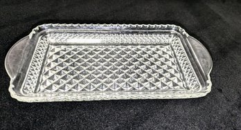 Vintage Diamond Pattern Cut Crystal Rectangular Serving Tray