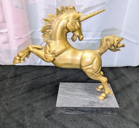 Vintage Solid & Heavy Brass Unicorn Statue