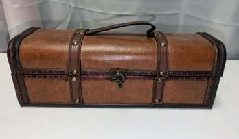 Vintage Leather Wrapped Wood Bottle Box