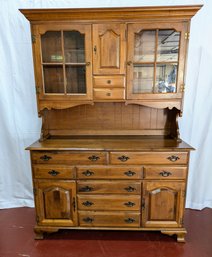 Vintage Maple Antique China Cabinet (2 Pieces)