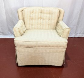 Striped Upholstered Skirted Bottom Chair With Matching Throw Pillow