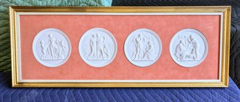 Antique Set Of 4 Parian Ware Large Intaglio Medallions, Hand Cast - Approx. C:1920s