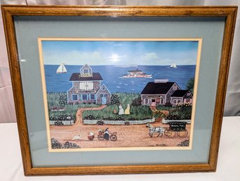 Vintage Cindy Mangutz Framed, Signed Print NANTUCKET