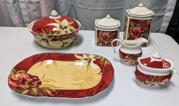 222 Fifth Porcelain 'Belize' Pattern Serving Set - 10 Pieces Total (includes Lids)