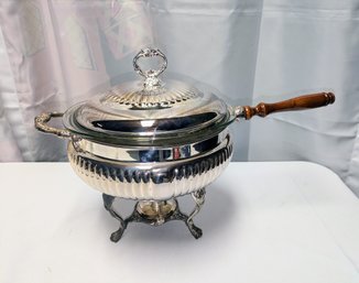 Vintage Sheridan Silver Plate Chafing Dish With Warmer