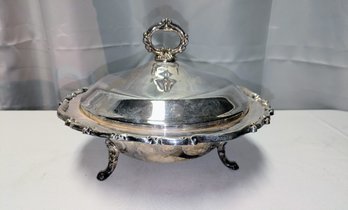 VTG FB Rogers Silver Plated Footed Round Casserole Dish Dish With Lid