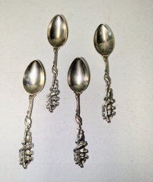 Set Of 4 Vintage Italian Silver Plate Bird Design Handle Demitasse Spoons