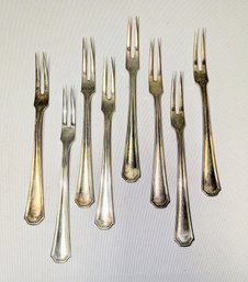 Set Of 8 Scientific Silver Silver Plate Olive/Cheese Cocktail Forks