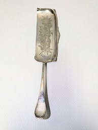 Antique (1869) Reed & Barton Silver Plate Engraved Design Large Crumber / Crumb Knife