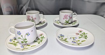 Set Of Noritake Progression 'Petals Plus' Cups & Saucers