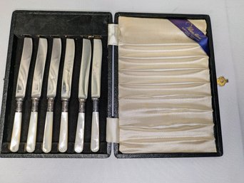 Vintage Set Of 6 William Adams, Sheffield, England Mother Of Pearl Handle Knives In Case