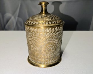 Vintage Brass Engraved Lidded Jar