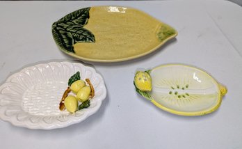 Set Of 3 Various Lemon Decor Dishes