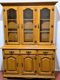 Vintage Maple Antique China Cabinet (2 Pieces)