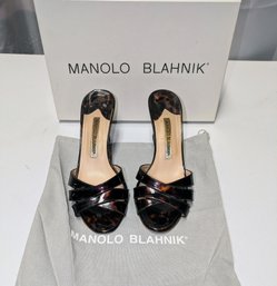 Vintage Manolo Blahnik Tortoise Shell Wedge Mule- Size 6.5