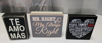 Set Of 3  Various Desk/Wall Block Plaques