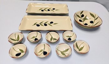 11 Piece Cucina Artful Ceramic Hand Painted Serving Set