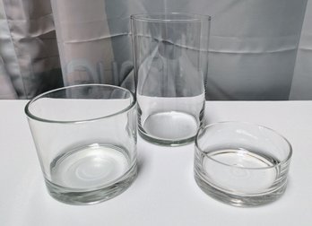 Set Of 3 Multi Size Glass Hurricane Candle Holders