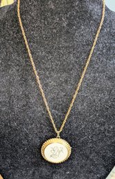 Harrison Shragie Signed 'M' Monogram Gold Tone Necklace