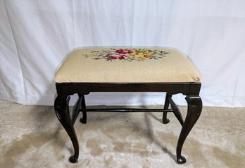 Vintage Needlepoint Seat Bench