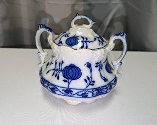 Antique Johnson Bros. Blue Onion Lidded Sugar Bowl