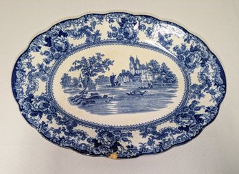 Antique F. Winkle  TOGO Colonial Pottery Stoke England Flow Blue  Oval Platter