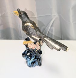 Vintage Chinese Mudman  Bird Bud Vase Figurine