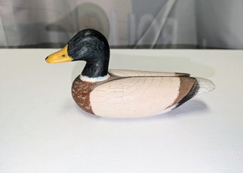 Vintage Hand Painted, Hand Carved Wood Mallard Duck Figurine