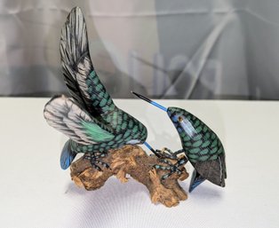 Hand Painted & Hand Carved Hummingbird Figurine