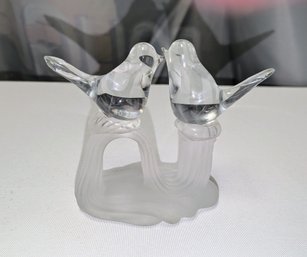 Vintage Art Glass Crystal Love Birds Figurine