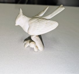 Vintage Kaier Bisque Porcelain Bird On Perch Figurine