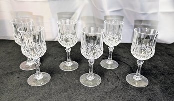 Set Of 6 Long Champ Cristal D'Arques Cordial Glasses